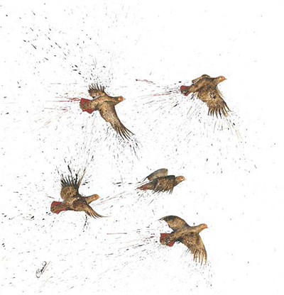 Clare Brownlow Greetings Card - Covey of Partridge